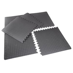 High Density Interlocking Puzzle Mat <strong>1</strong>/2&quot; Thick <strong>EVA</strong> <strong>Foam</strong> Exercise Gym Flooring Black 6 Pieces - Product Image 2