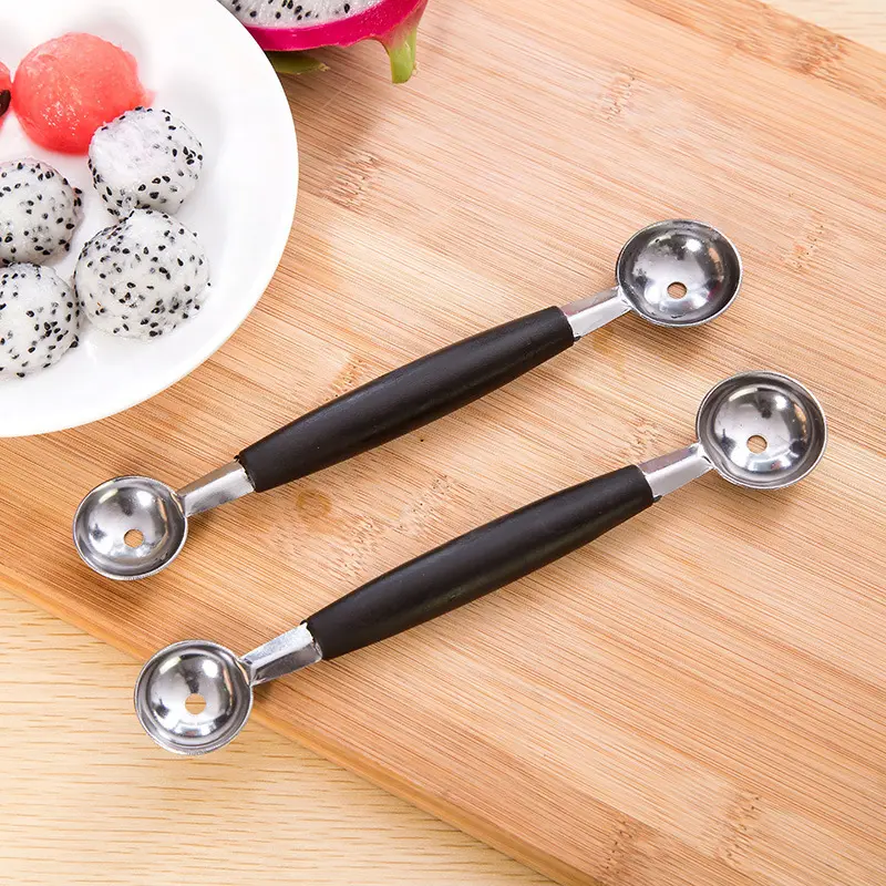 Thick Stainless Steel Watermelon Ball Spoon Meatball Maker Fish Ball Processing Spoon Double Sided Melon Baller Scoop