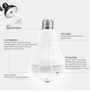 Saikiot V380 <strong>Camera</strong> Bulb <strong>1</strong>.<strong>3MP</strong> <strong>3MP</strong> 360 Degree WIFI E27 Light Bulb Mini <strong>Camera</strong> CCTV Wireless Fisheye Light V380 Pro Bulb <strong>Camera</strong> - Product Image 2
