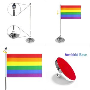 <strong>Philadelphi</strong> Pride Rainbow Desk Flag Small Gay LGBT Table Flags With Stand Base Rainbow Festival Events Celebration Decorated - Product Image 4