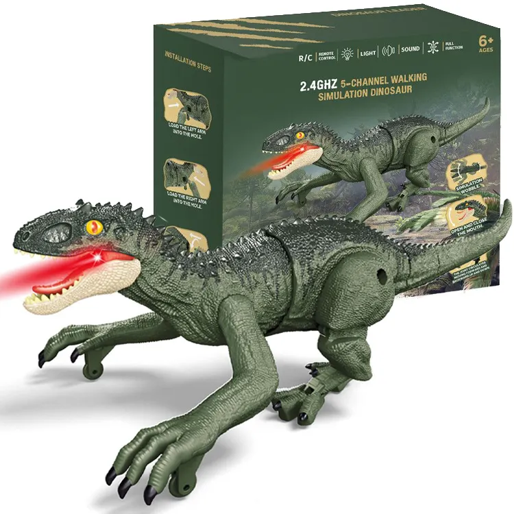 Simulação Recarregável Controle Remoto Andando RC Velociraptor Dinosaur Toy Gift for Kids