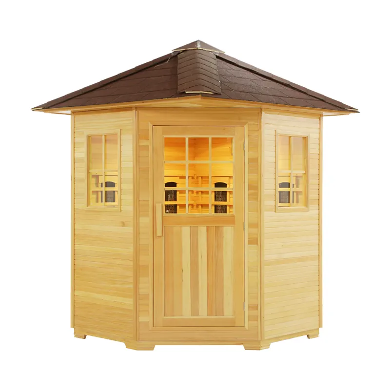 Spa infravermelho distante exterior da sauna do corpo completo pessoal do tamanho completo com telhas do asfalto para o relaxamento home