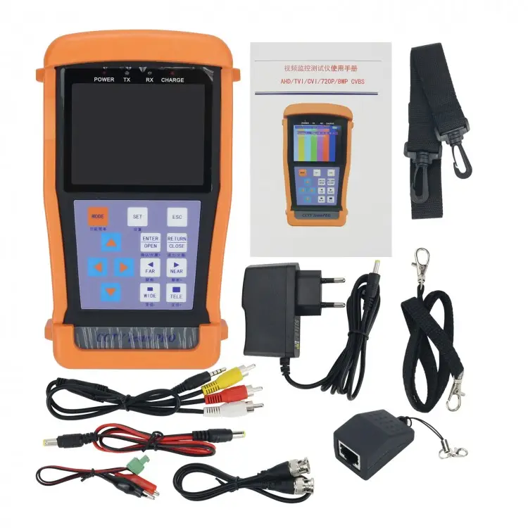 TE-300 CCTV Tester PRO IPC test cihazı w/ 3.5 "LCD 12V çıkış RS485 PTZ kontrolü Analog kameralar