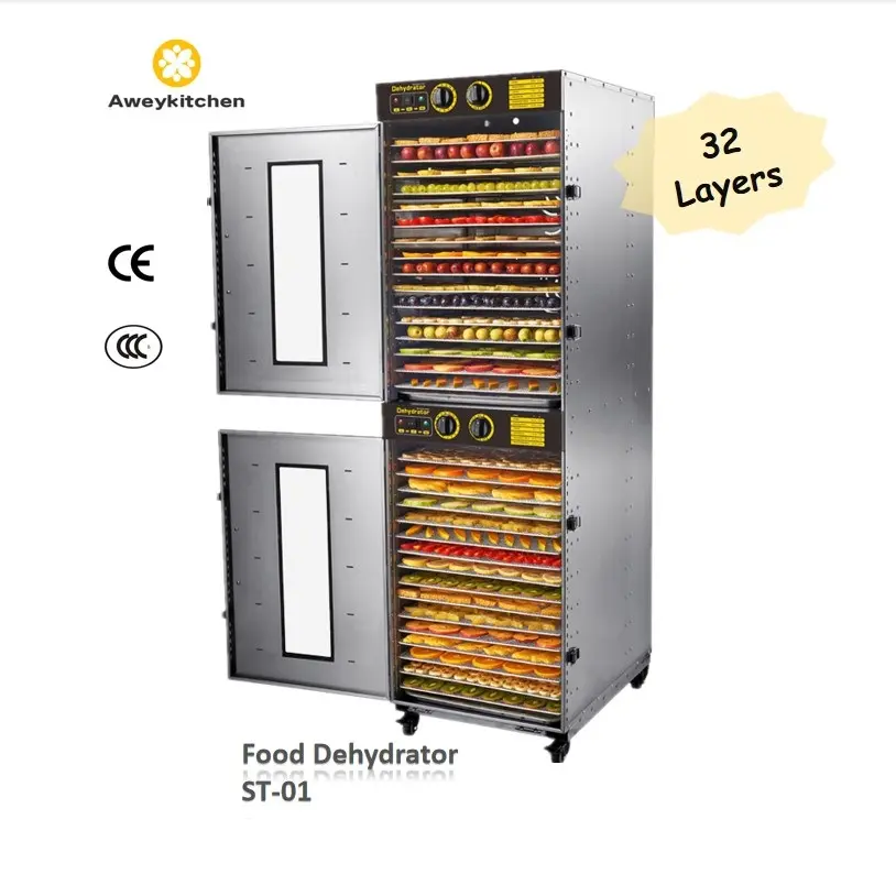 Quality 32 Trays Food Dryer Two dehydration rooms drying Fruit,Jerky,sausage Commercial Dehydrators