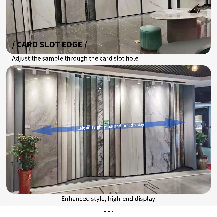 Factory Big Panel Push-Pull Ceramic Tile Display For Showroom Sintered Stone Sample Display Stand Marble Granite Sliding Rack