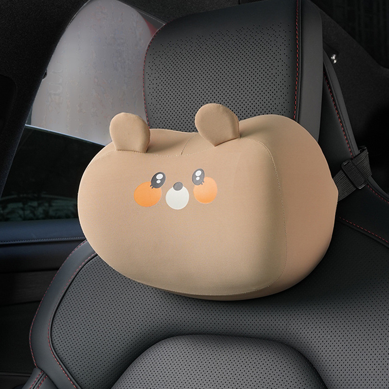 Ice silk memory foam brown bear head pillow