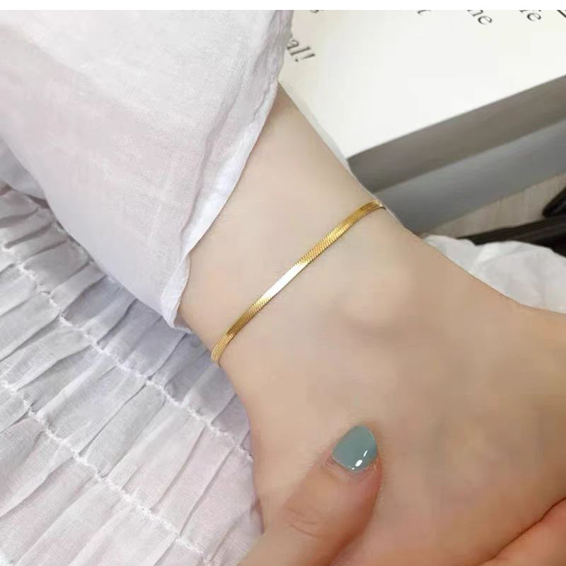 Bracelet de cheville chaîne lame doré