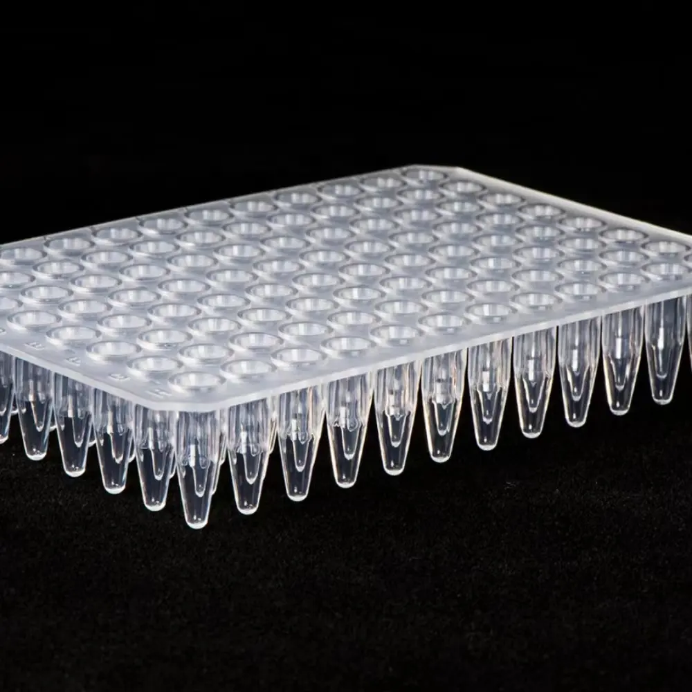 Suministros de laboratorio, consumibles de laboratorio de fábrica, Cultivo de células transparentes de 0,2 ml, placa de PCR de 96 pocillos sin falda para prueba de laboratorio