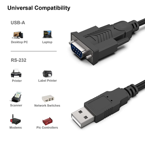 Prolific Chipset <strong>USB</strong> Serial Adapter <strong>RS</strong>-<strong>232</strong> Male DB9 9-Pin 1.8M Cable for Windows 108/187 &amp; Mac OS X 10.6 Above Computer Use - Product Image 2