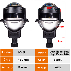 Yhkoms P40 70W 10000LM <span class=keywords><strong>Bi</strong></span> LED Ống Kính Máy Chiếu 12V Hoàn Hảo Ánh Sáng Hình Dạng IP67 Không Thấm Nước <span class=keywords><strong>Bi</strong></span> LED Chiếu Ống Kính Đèn Pha - Product Image 4