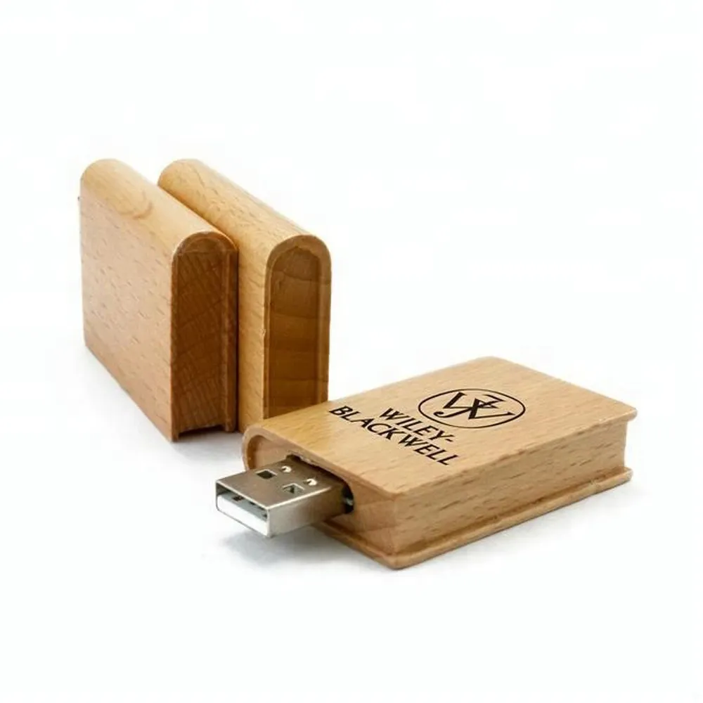 Digibloom-memoria USB con forma de libro de madera, unidad Flash de 4GB, 8GB, 16GB, 32GB, 64GB, 128GB, 265GB