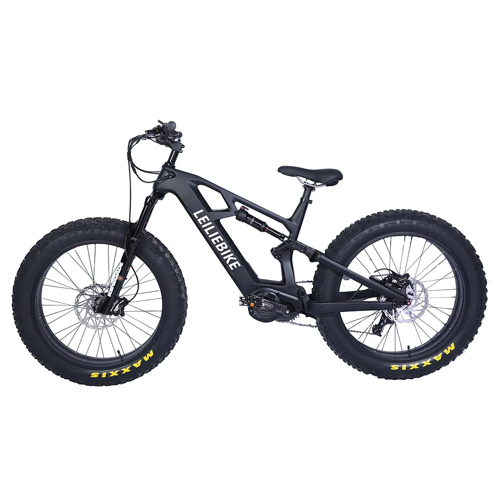 팻 타이어 1000W 48V 전기 산악 자전거 탄소 섬유 프레임 Bafang M620 MID 모터 Ebike