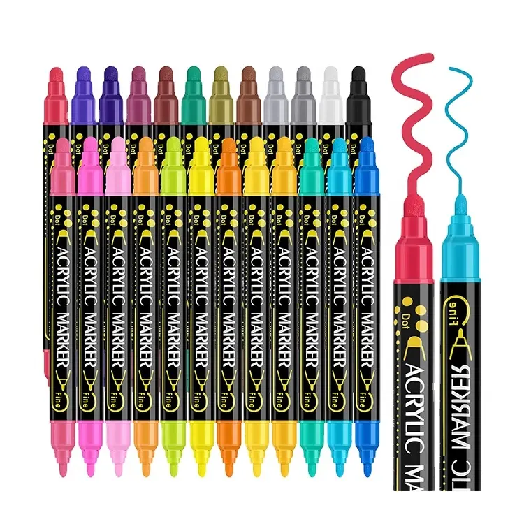 Farbstift-Marker-Crayon-Kategorie für Kunst Doppelspitze Acryl hochwertiges 24-Farben-Staffeleien-Set Werkzeugset Rot-Wasserfarben-Set
