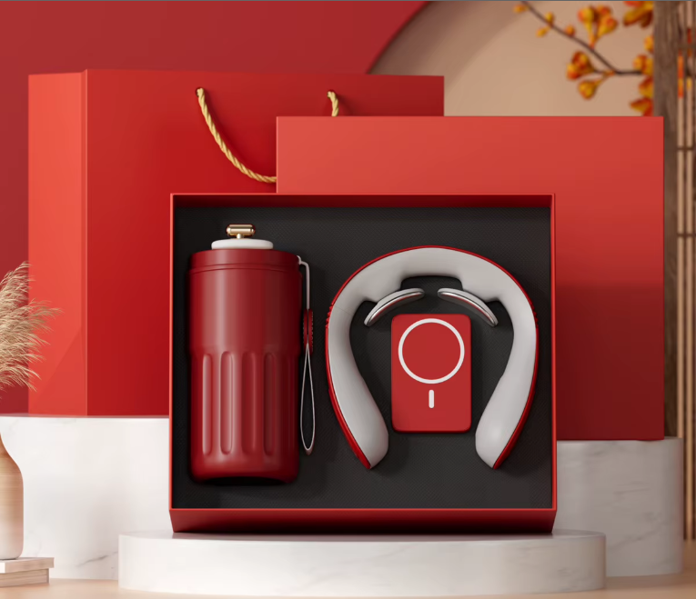 Coffee mug neck protector magnetic charging power bank-red
