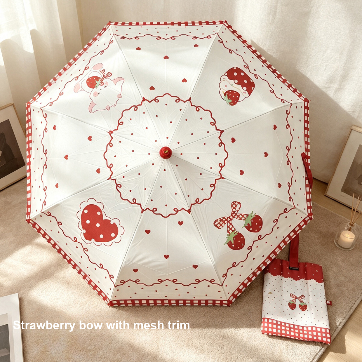 Noeud de fraise avec bordure en grille blanche