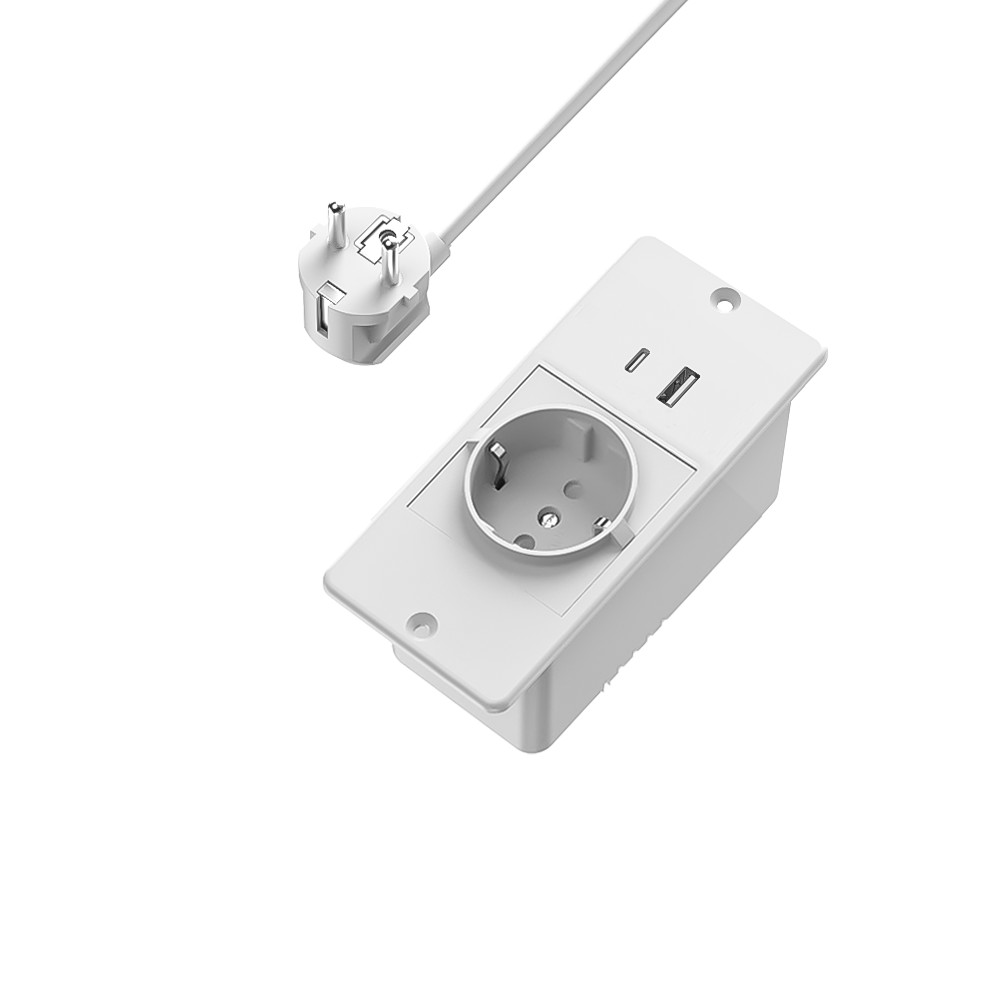 Bianco-1*Prese CA+1*USB-A+1*USB-C-UE