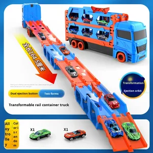 लोकप्रिय 2-इन-1 मल्टीफंक्शनल मिश्र धातु भंडारण ट्रक ट्रॉली कैटापुल्ट डिफोर्डेबल फोल्डिंग रेल कार खिलौना - Product Image 6