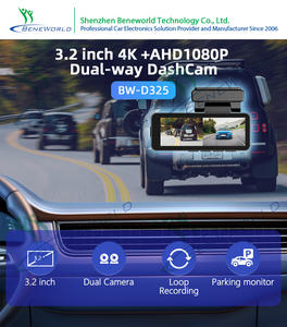 Produsen 3.2 inci Mobil <span class=keywords><strong>dvr</strong></span> 4K + 1080P lensa ganda mobil <span class=keywords><strong>HD</strong></span> kotak hitam kamera dasbor monitor parkir rekaman putaran