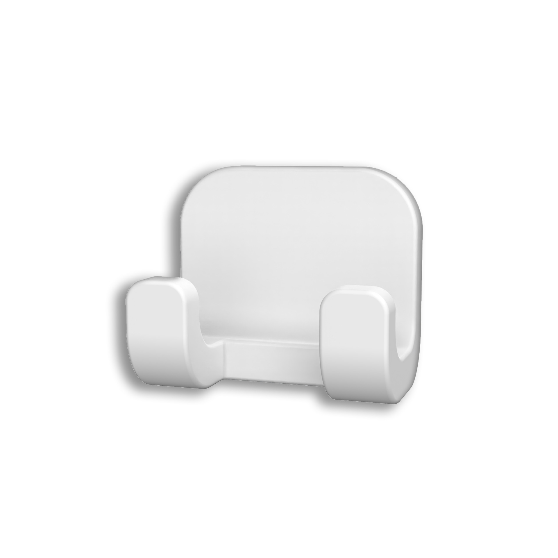 White curved No. 5 self-adhesive hook