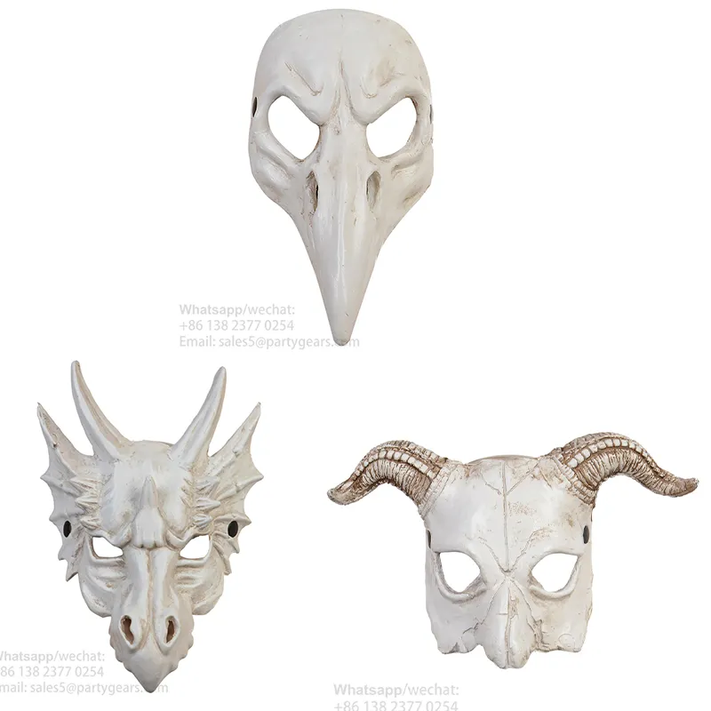 LarpGears 2022 nouveau demi-masque en mousse Pu Halloween mascarade Cosplay fête crâne chèvre Dragon Beak masque squelette