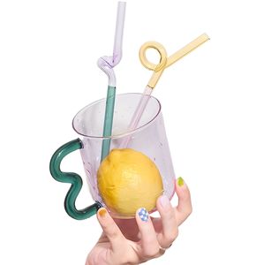 Farklı renk kolları ile özel yaratıcı renkli cam bardak özelleştirilebilir uzun borosilikat cam kahve kupa - Product Image 5