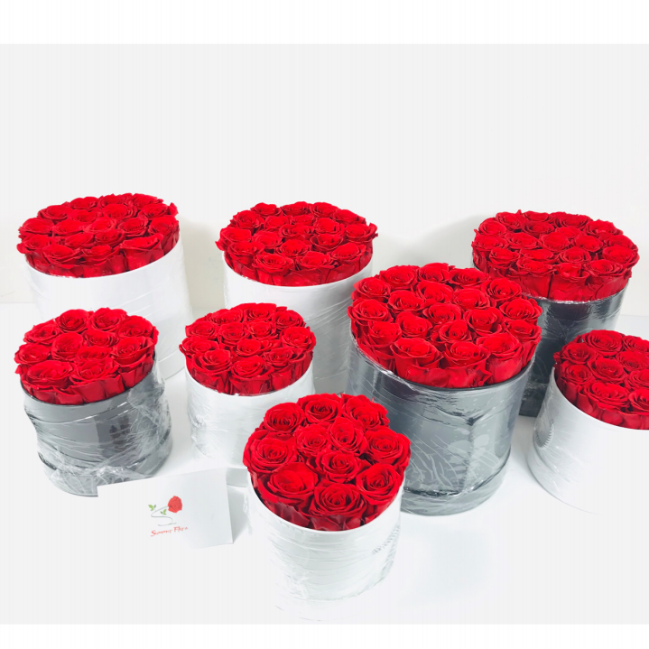 Boîte ronde de roses