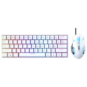 61-Tasten-Kombination aus weißer, kabel gebundener RGB-Hintergrund beleuchtung mit rotem Schalter für Gaming-Tastatur und Maus für den Büro einsatz - Product Image 2
