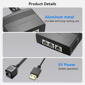 3 dispositivos Red simultánea Divisor Ethernet Alta velocidad 1000Mbps Red RJ45 Divisor de adaptador Ethernet de 1 a 3 puertos