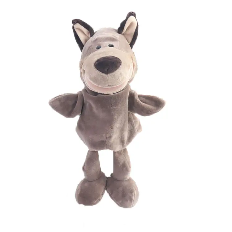 Muñeco de lobo de peluche suave personalizado, juguete de peluche para bebé, títere de mano