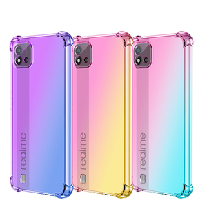 Ultra Thin Gradual Change Color Camera Fine Hole Highly Elastic TPU Protection Back Cover Phone Case For Realme C20