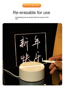 Luce notturna creativa creativa 3D penna rettangolare in legno calda Base LED USB acrilico 3D bacheca riscrivibile regalo in bianco moderno - Product Image 5