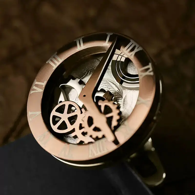 Brand customization Mechanical Watch Movement Cufflinks for Mens Shirt Cuff Button Coffee Color Retro Round Cuff Link Jewelry