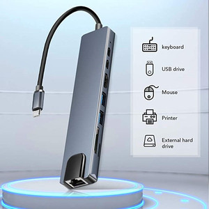 Usb-c公至8针闪电母适配器转换器8合1型C至PD usb-c集线器适配器TF RJ45卡R - Product Image 3