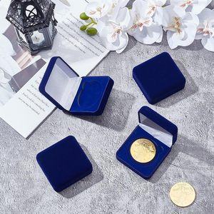 高品质别针徽章盒深红色天鹅绒金属硬币纪念币盒纸钞硬币收集盒