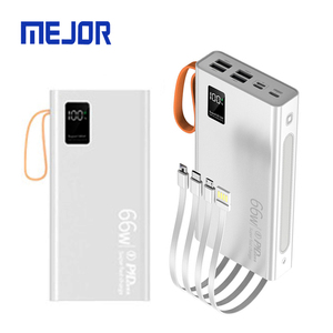 66Watt Schnelllade-Powerbank-Gerät Eigenes Kabel 4 USB Typ C tragbares Ladegerät 30000mAh Power Bank 66W