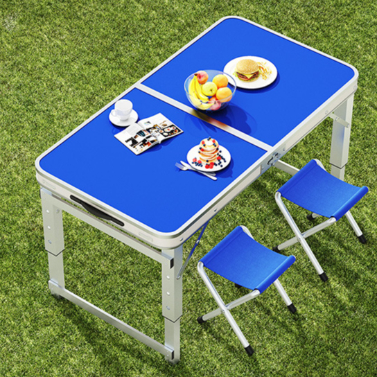 colorful 1.2m Blue Single Table + 2 Chairs