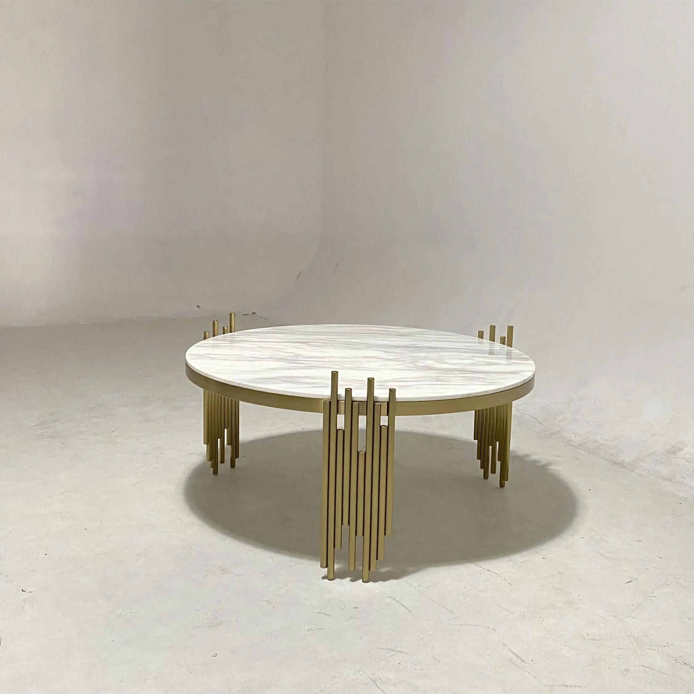 Alta qualità moderna di lusso su misura progetti mobili piano in marmo gamba in acciaio inox tavolino rotondo
