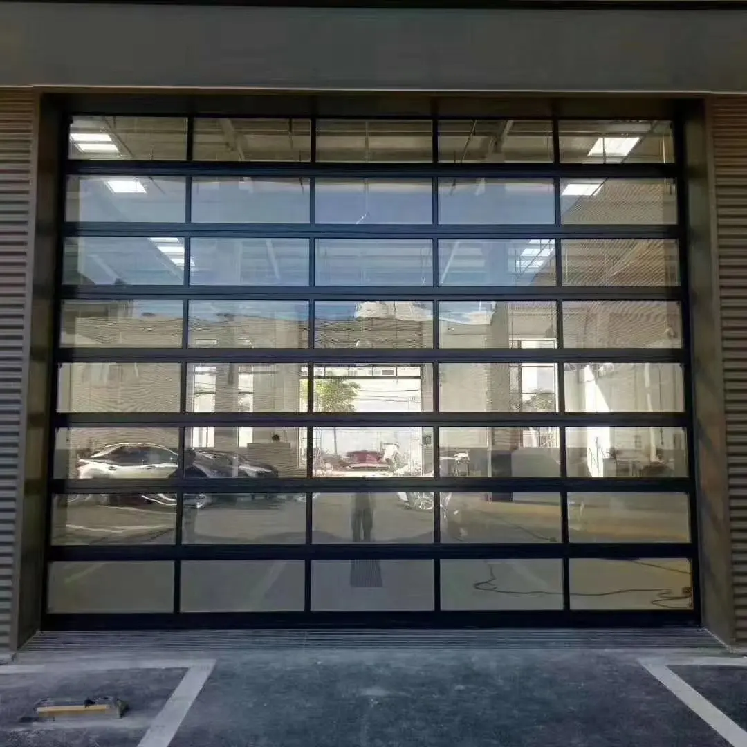 Puerta de garaje de vidrio esmerilado 9x7 Puertas de garaje de vidrio de aluminio y puertas de vidrio para tiendas de