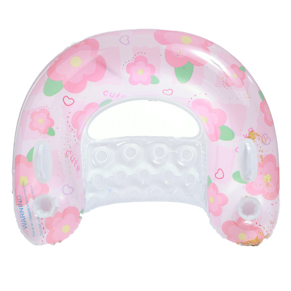 Glittery Pink Flower Milk Puff - U-shaped Floating Shelf