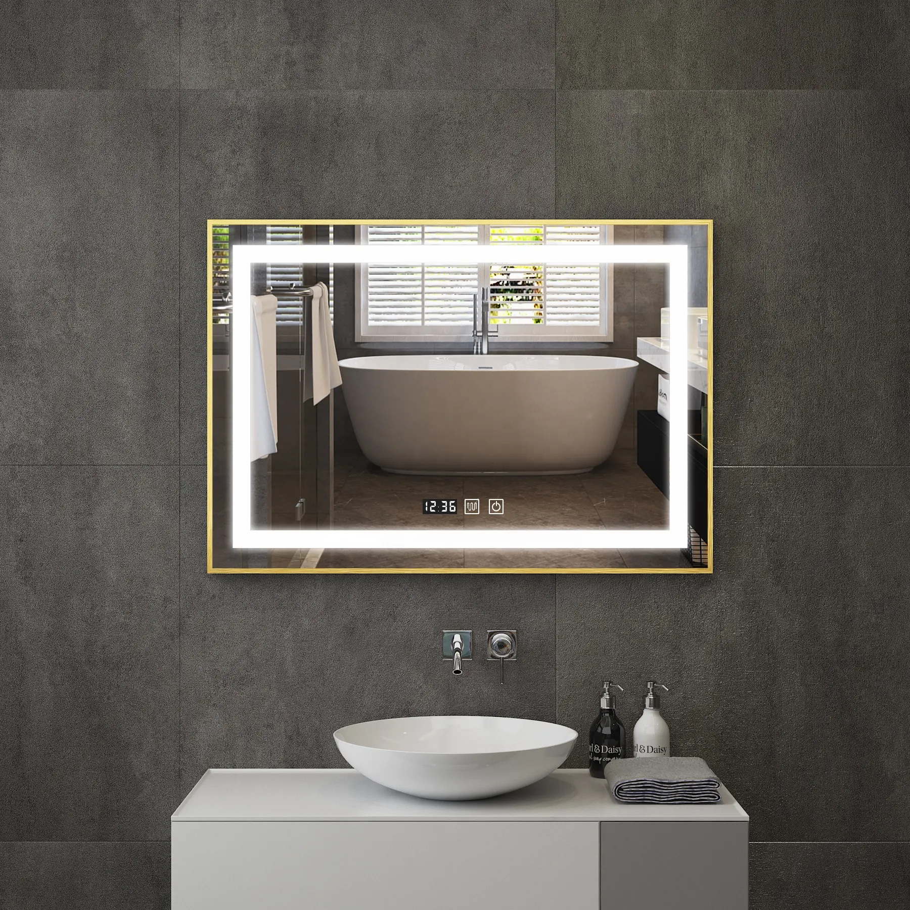 Factory simple frameless rectangle bluetooth music intelligent led mirror for bathroom furniture cabinet used