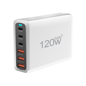 3A3C GaN 120W şarj 6 port USB tip C PD şarj hızlı şarj akıllı cep telefonu için 3.0 USB masaüstü şarj cihazı 120W - Product Image 2