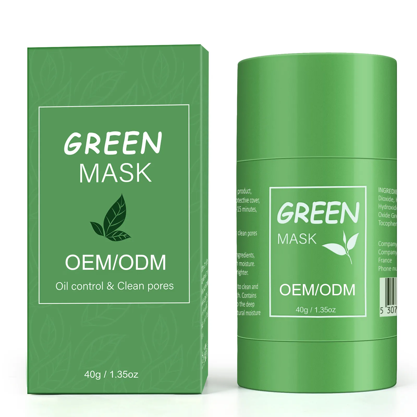 Masque à thé vert naturel biologique pour le visage, soins pour la peau, nettoie les Pores, contrôle de sébum, élimination de l'acné, vente en gros, offre spéciale,