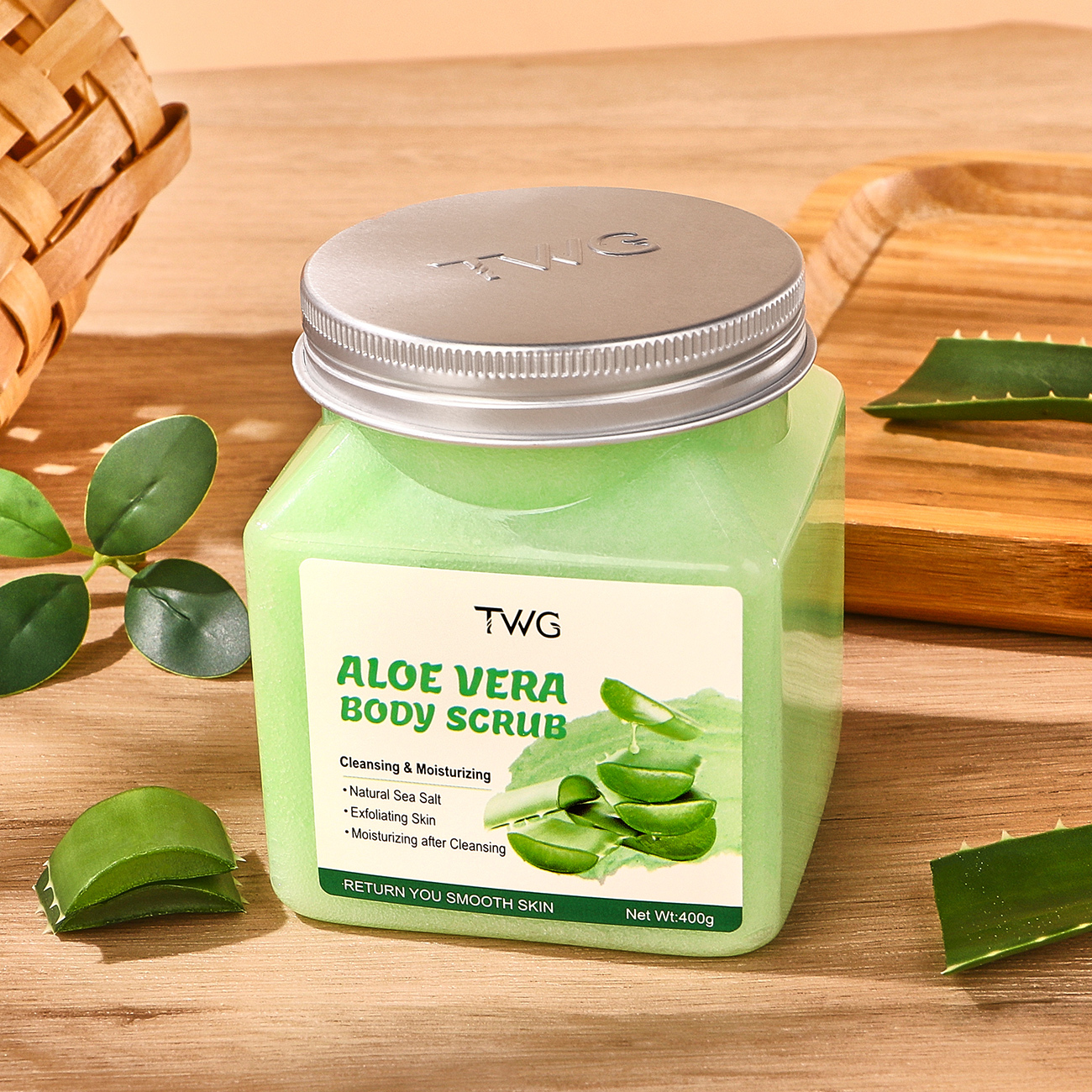 5845 TWG Exfoliante corporal con sal de baño de aloe vera 400 g (versión en inglés)