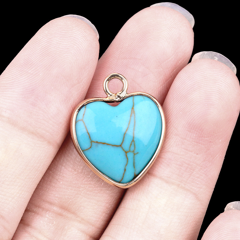 Turquoise (artificielle) à suspension unique (dorée)