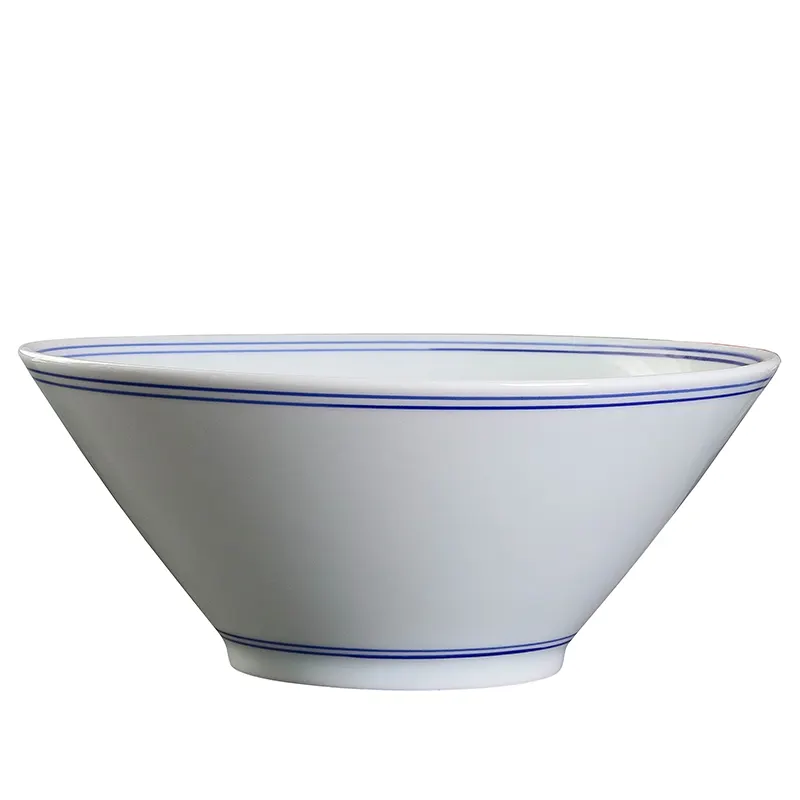 Jingdezhen cerâmica japonesa ramen sopa canecas tigela doméstica grande borda azul Dobera chifre talheres personalizado de fábrica