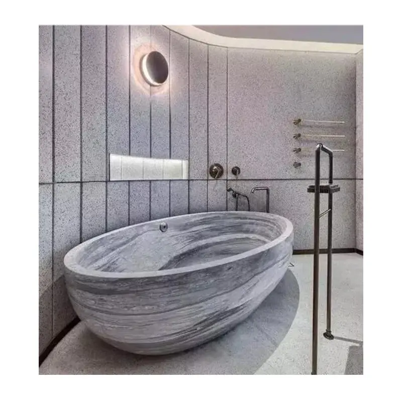 Baignoire en marbre autoportante en pierre naturelle, sculpté à la main, prix d'usine, hôtel chinois, salle de bains,