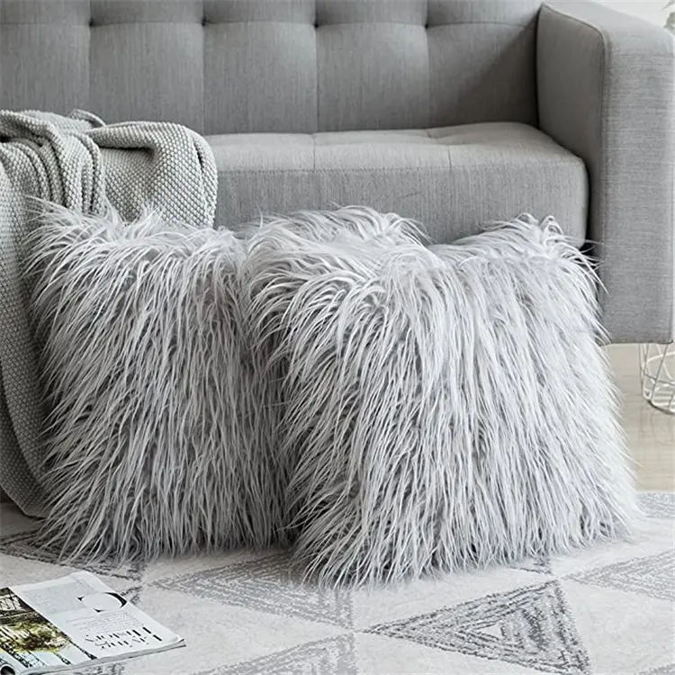 High Quality Custom Size Color Comfortable Decorative Shaggy Cushion Cover Fake Fur Pillow Case