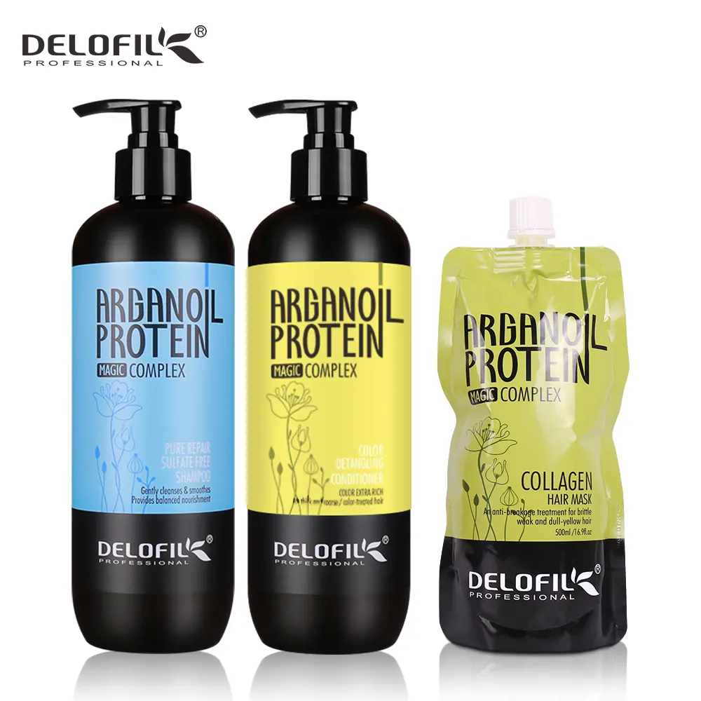 DELOFIL Protein Argan Dầu Chăm Sóc Tóc Bán Sỉ Dầu Gội Và Điều Hòa Set 500Ml 800Ml Sulfate Miễn Phí