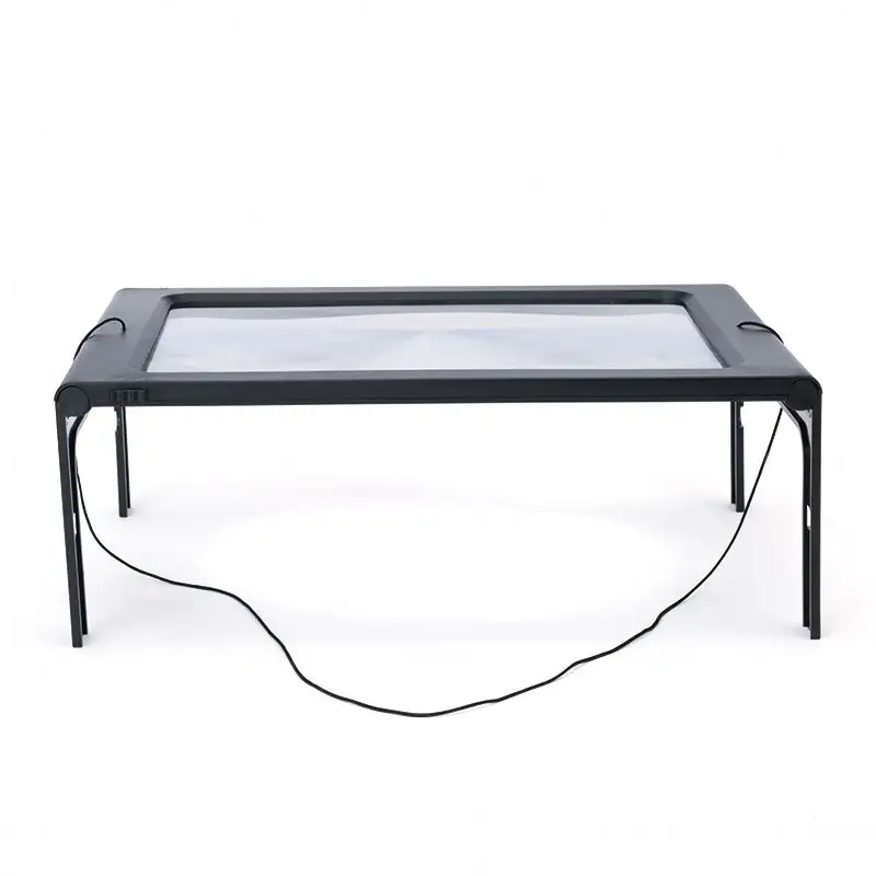 Lupa de mesa plegable con 12 luces Led, grande, Rectangular, con luz Led, 3 unidades