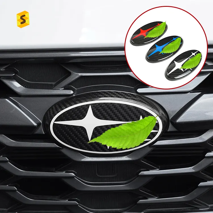 Accesorios de coche de carbono seco negro ES, pegatina de logotipo de coche delantero para Subaru BRZ WRX, cubierta de emblema delantero de coche de fibra de carbono